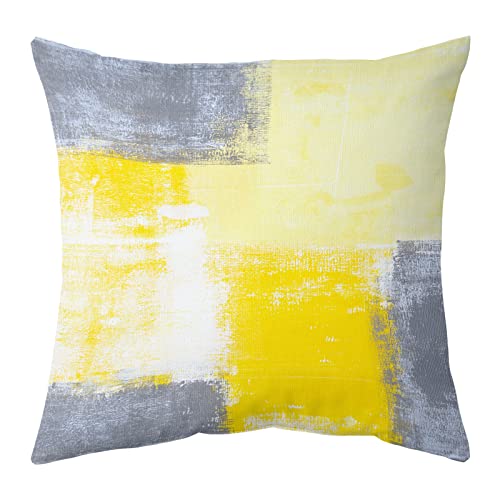 Chiinvent Yellow Abstract Pillow Covers Grey Yellow Decorative Throw Pillows Case Modern Artwork Square Cushion Cover For Sofa Bedroom Living Room Accent Home Decortion, 18 X 18 Inch, Set Of 4 #TOP1