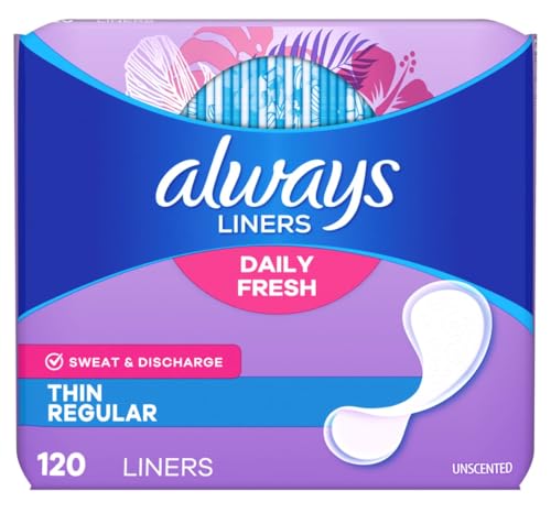 Product Image of the Always Thin Daily Liners, Regular Absorbency, Unscented, Wrapped, 120 Count -...