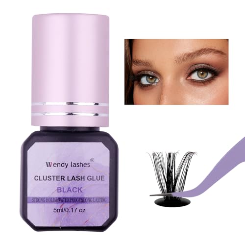 Cluster Lash Glue Black 2-3s Fast Drying,Long Lasting Strong Hold,Waterproof,DIY Individual lash Extension-Glue by Wendy Lashes?5ML?