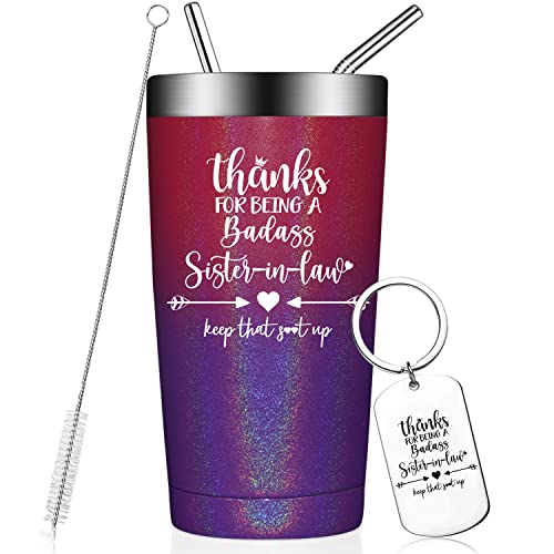 Fufandi Sister In Law Gifts - Sister In Law Birthday Gifts - Sister In Law Gifts For Women - Mothers Day, Christmas Gifts For Sister In Law - Vacuum Insulated Tumbler Cup With Keychain 20Oz #TOP11