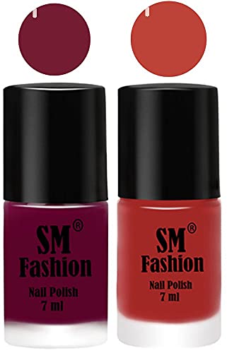 Image of Long Lasting Nail Polish | Nail Paint Combo 7 ml Each) - Set of 2 Mulberry-Dark Nude