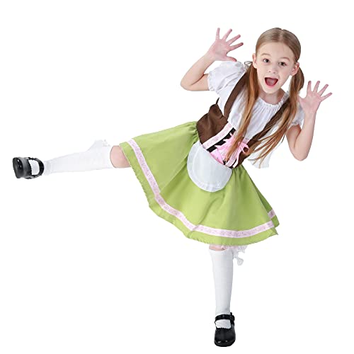 Rabiss Kid Girls Oktoberfest Costume German Fraulein Bavarian Dirndl Dress Child Halloween Cute Beer Maid Costumes Beer Babe Oktoberfest Costume Little Girl Dirndl Dress Kids German Dirndl Dress #TOP2