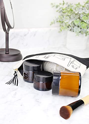 Cornucopia 1, 2 & 4-Ounce Amber Glass Straight Sided Jars (Combo Pack, 4 Each / 12 Total); Great Containers For Cosmetics, Lotions, Body Scrubs & Balms #TOP5