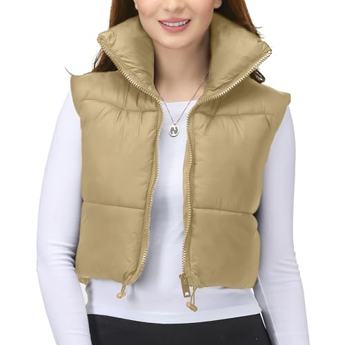NY Threads Cropped Puffer Vest Women Lightweight Stand