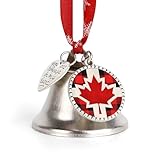 Bandera canadiense de búfalo a cuadros de Navidad con cascabeles para colgar en el árbol, adorno de campana de Navidad, decoración de fiesta, festival, campana de amor