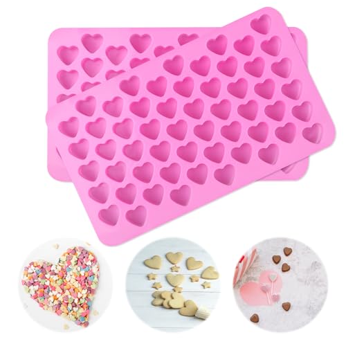 2 moldes de silicona en forma de corazón para alimentos, cubitos de hielo, chocolate, caramelos, pasteles, moldes para hornear DIY para el amor