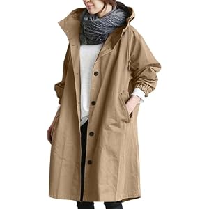 Trenchcoat Damen Beige, Trenchcoat Damen Lang Mantel Mit Kapuzen Mäntel Übergangsmantel Parka Windbreaker Sommermantel Übergang Trench Coat Casual Outdoorjacke Leicht Windjacke Große Größen Beige M