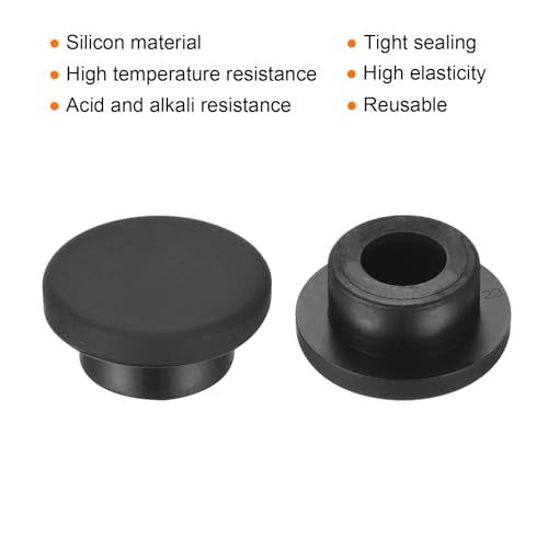 Image of uxcell High Temp Silicone Plug Mount Dia 23mm /0.91 inch t Shaped Rubber Stopper Hole Plugs for Powder Coating Plating Waterproof Plugs Sealing Plugs Black Pack of 12(OD 33mm)