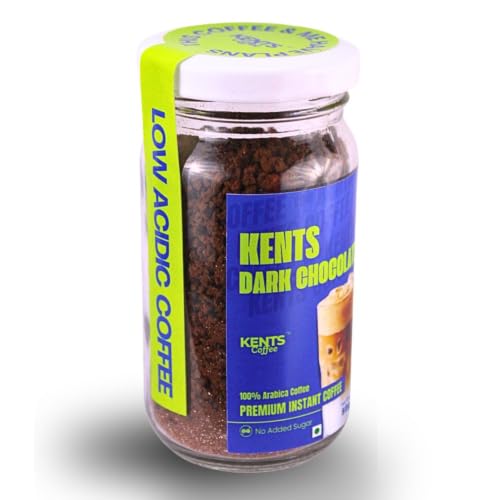 Image of Dark Chocolate Instant Coffee - 50g Glass Jar | 100% Arabica Beans | LOW ACIDIC COFFEE & Gut Friendly | Sugar-Free Mocha Taste | Chikmagalur Powder | No Chicory, No Added Sugar, No Artificial Flavours | Hot & Cold Coffee