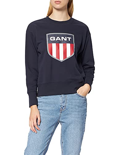 GANT Damen D1 Retro Shield C-Neck Sweat Sweatshirt, Evening Blue, M