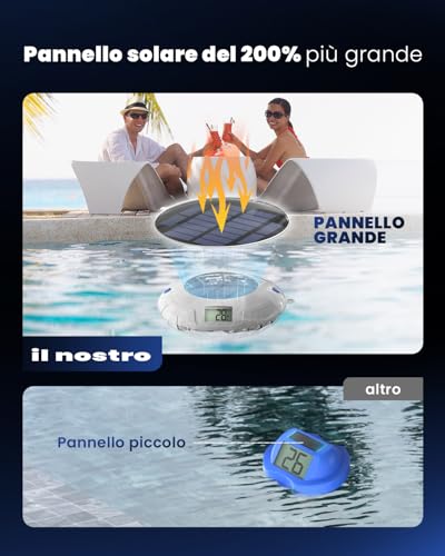 Termómetro de piscina flotante digital con energía solar e iluminación LED de 8 modos 3