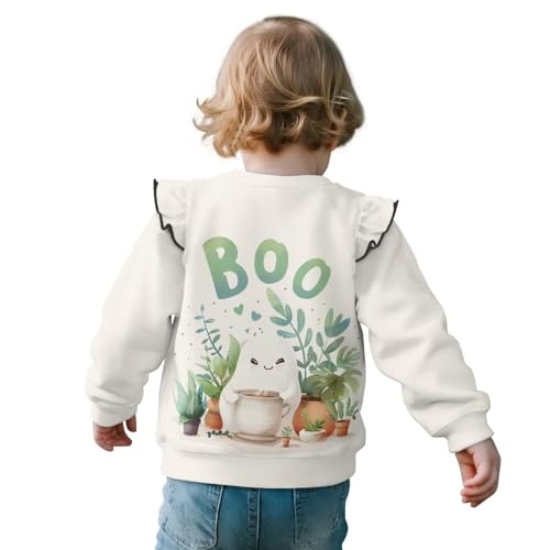 Halloween Long Sleeve Sweatshirt for Toddler Girls Cute Funny Clothes Crew Neck Ruffle Shirt for 1-8 Years2