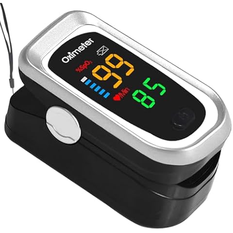 Pulse Oximeter Fingertip, Heart Rate Monitor with Large LED Display, Blood Oxygen Saturation Monitor for Adults and Kids, Accurate Fast SPo2 Reading Oxygen Meter with Lanyard (Black-Silver) Cover