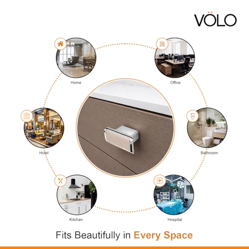 Image of VOLO SS Finish Cabinet Drawer Knob /knobs for Drawers /Drawer knobs /Handle /knobs for cabinets /Pull Handle (S-182, SS Finish) (3)
