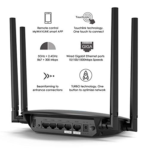 Wifi Router Ac1200, Wavlink Smart Router Dual Band 5Ghz+2.4Ghz, Wireless Internet Routers For Home, Gaming With Gigabit Ethernet Ports | Mu-Mimo Beamforming | Support Router/Access Point/Wisp Mode #TOP3