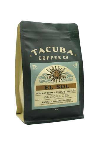 Tacuba Coffee Co. El Sol - Medium Roasted Pacamara Coffee Beans Whole - Fresh Single Origin Premium Specialty Coffee with Notes of Banana, Peach and Chocolate