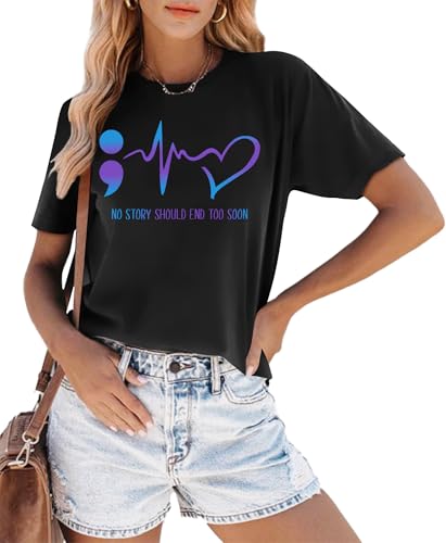 Suicide Awareness Shirt Women Mental Health T-Shirt Suicide Prevention Shirt You Matter Therapist Motivational Tops2