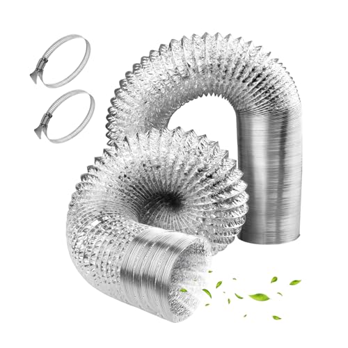 ZIGefofo Ø 100 mm Tubo Flexible de Salida de Aire 6 m Tubo Aire Flexible di Aluminio para Extractor de Aire Climatización Secadora Conducto de Aire de Ventilación Sistemas con 2 Abrazaderas