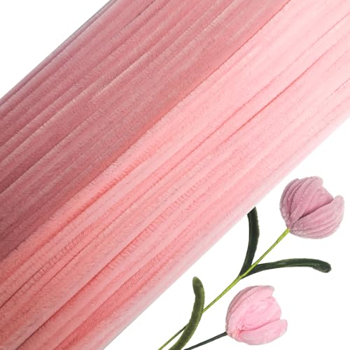 Fangzidm 200 Piezas De Limpiadores De Tubos Rosa De 300x6mm, Limpiadores De Tubos Para Manualidades Creativas, Diy, Decoración De Árbol De Navidad, Flores, Animales
