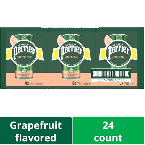 Perrier Pink Grapefruit Flavored Sparkling Water, 11.15 FL OZ Cans (24 Count)