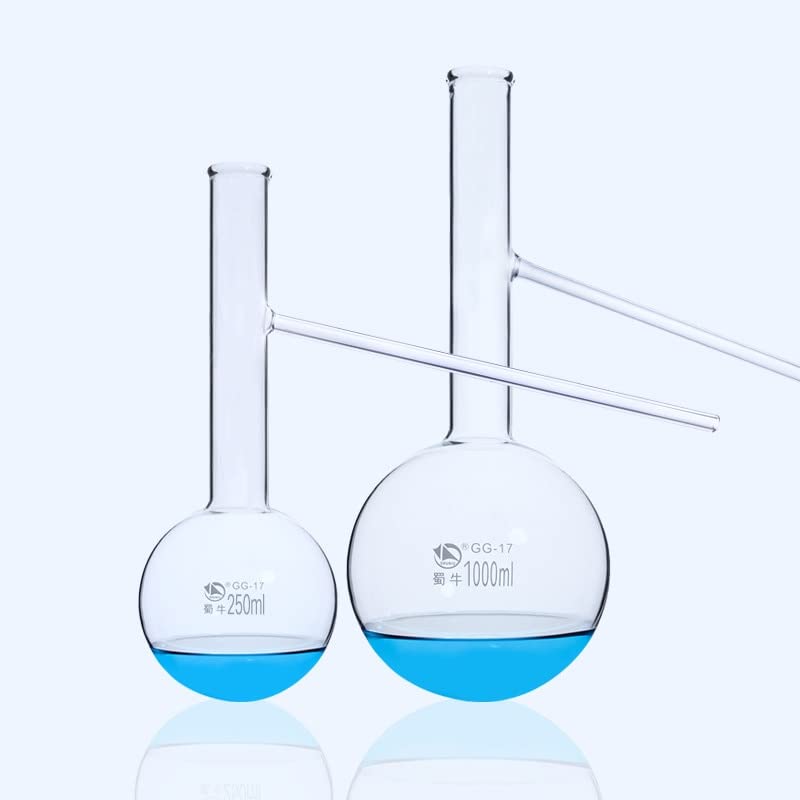 Frasco de vidrio para laboratorio, Matraz de destilación de vidrio de cuello corto de 60 ml a 1000 ml, matraz de ebullición de silicato for laboratorio, 1 unidad/lote(500ml)