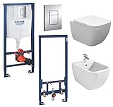 inkl. Betätigungsplatte Chrome (bei WC) / Wandwinkel nur bei WC - Bidet OHNE Zubehör für Wandmontage (Wandwinkel NICHT im Lieferumfang enthalten)