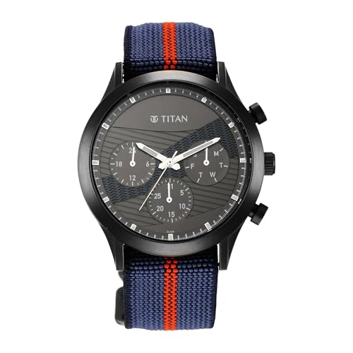 Titan Athleisure Anthracite Dial Quartz Multifunction Nylon Strap Watch for Men-NR90129QP02 (B09HXHX1Q9) Amazon Price History, Amazon Price Tracker