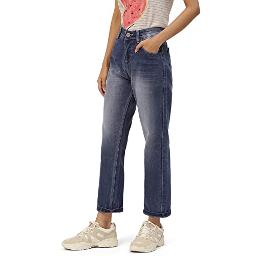 Image of PARIS HAMILTON Womens /Girls High Waist Straight fit Stretchable Denim Jeans Relaxed Fit