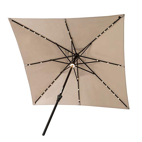 C Hopetree Square Outdoor Patio Umbrella With Solar Led Lights 7 5 X 7 5 Ft Beige Buy Online In Albania At Desertcart