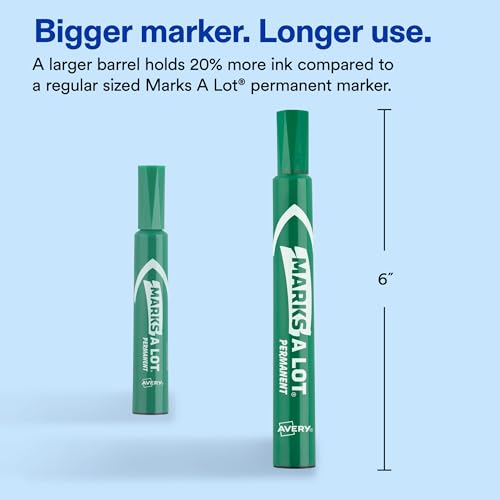 Image of Avery Marks A Lot Permanent Markers, Large Desk-Style Size, Chisel Tip, Value Pack, 36 Green Markers Total, Ideal for Signs, Posters, Labeling, and More (98241)