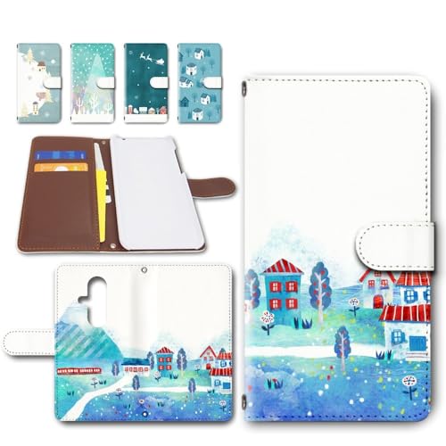 らくらくスマートフォン F-53E ケース 手帳型 スマホケース カメラ穴搭載 ダイアリー スマホ携帯カバー クリスマス 北欧柄 [デザインB] dc-680