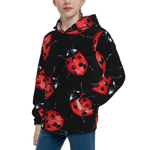 Beautiful Red Ladybug Kid Hoodies Boys Sweatshirts Girls Pullover with Pocket2