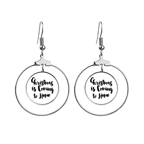 Boucles d'oreilles créoles Noël à message Christmas Is Coming