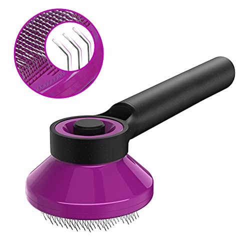 NPET Dog Brush, Self Cleaning Slicker Brush for Cats and Dogs, Gently Removes Loose Undercoat, Mats Tangled Hairs Dog Grooming Kit