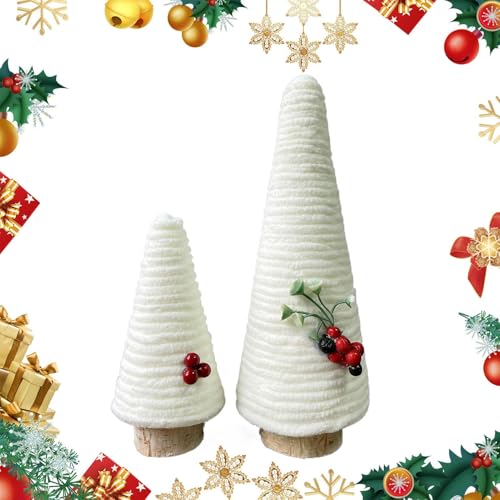 Qiwieod Árbol de Navidad de Escritorio,2 Piezas Cartel Navideño para Mesa | Centro De Mesa Festivo para Hogar Rústico Esquina De Chimenea Invernal - Decoración Interior para Fiestas