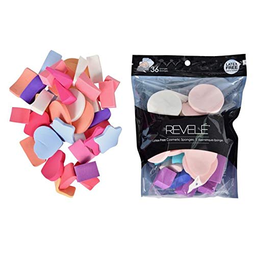 REVELÉ 36 Pcs Makeup Sponge Set Blender Beauty Foundation Blending Sponge, Flawless for Liquid, Cream, and Powder, Multi-colored Makeup Sponges