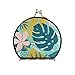susiyo Vintage Compact & Travel Mirror with Bukle Closure, Retro Palm Leaves Pink Flowers Makeup Mirror Small Portable Foldable Easy to Carry for Women Girls Purses