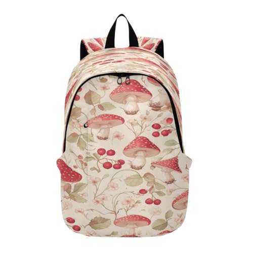Sac à dos randonnée léger motif art de baies et champignons pour voyage et école