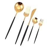TOYANDONA Teiliges Edelstahl Besteckset mit Löffel Gabel Messer Spülmaschinenfest Leichtes Praktisches Tischbesteck für Haushalt und Unterwegs Modernes Design Komfortabler Griff