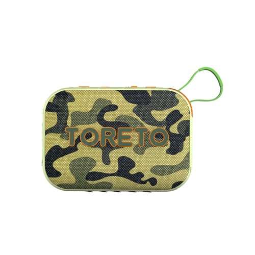 Toreto Buzz 10W Portable Bluetooth Speaker with Premium Fabric Finish, TWS, BT v5.4, Remote Selfie Control, USB/TF/FM, Type-C Fast Charging | Up to 5H Playtime | BT Calling (Army Green)