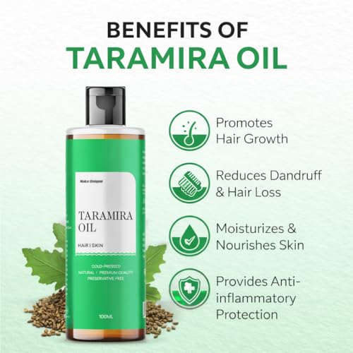 Image of Make Unique Taramira Oil, Cold-Pressed Natural Hair and Skin Oil, Premium Quality, Preservative Free, 100ml
