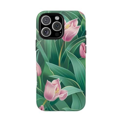 Coque iPhone 16 Pro Max motif floral tulipe rose antichoc pour smartphone