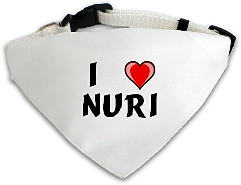 Dog Bandana with I love Nuri (first name/surname/nickname)