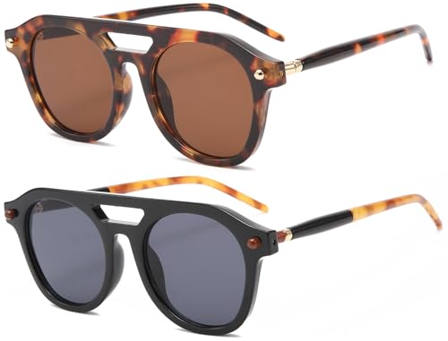 Retro Vintage Aviator Sunglasses Women Men,70s Trendy Shades Square Stylish UV400 Sun Glasses