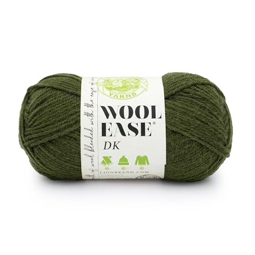 Image of Lion Brand Yarn, Wool-Ease DK Crochet & Knit Yarn, Olive, Green, 1 Pack | Classic DK Weight Wool Acrylic Blend Knit & Crochet Fiber for Warm Blankets, Light Sweaters, Fall & Winter Hats