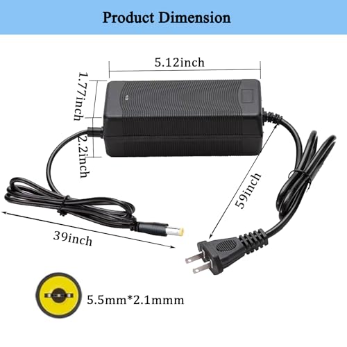 Suptopone Electric Bike Charger 48V for Lectric Ebike, 54.6V 2A Ebike Battery Charger for 48V Lithium Battery, Electric Bicycle Power Adapter with DC2.1 Jack Connector