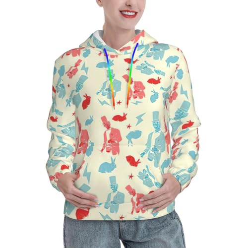 Sweat à capuche pour femme imprimé lapin magicien sweat-shirt manches longues