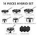 SNOWCLAD Pots and Pans Set Non Stick, 14 Pcs Hybrid Stainless Steel Cookware Sets, Non Stick Frying Pans, Saucepans, Saute Pan & Stock Pot, PFOA Free Kitchen Skillet,Induction Compatible