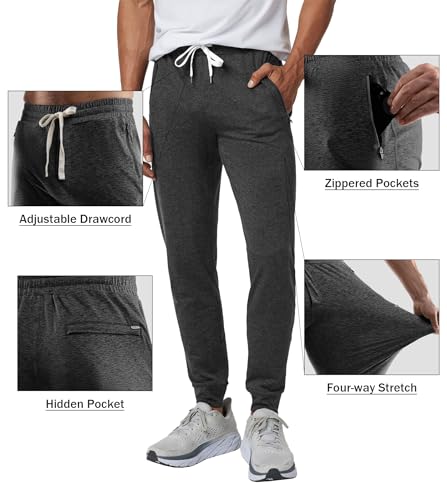 Fioboc Men's Joggers with Zipper Pockets Lightweight Athletic Workout Sweatpants for Men Running Hiking3
