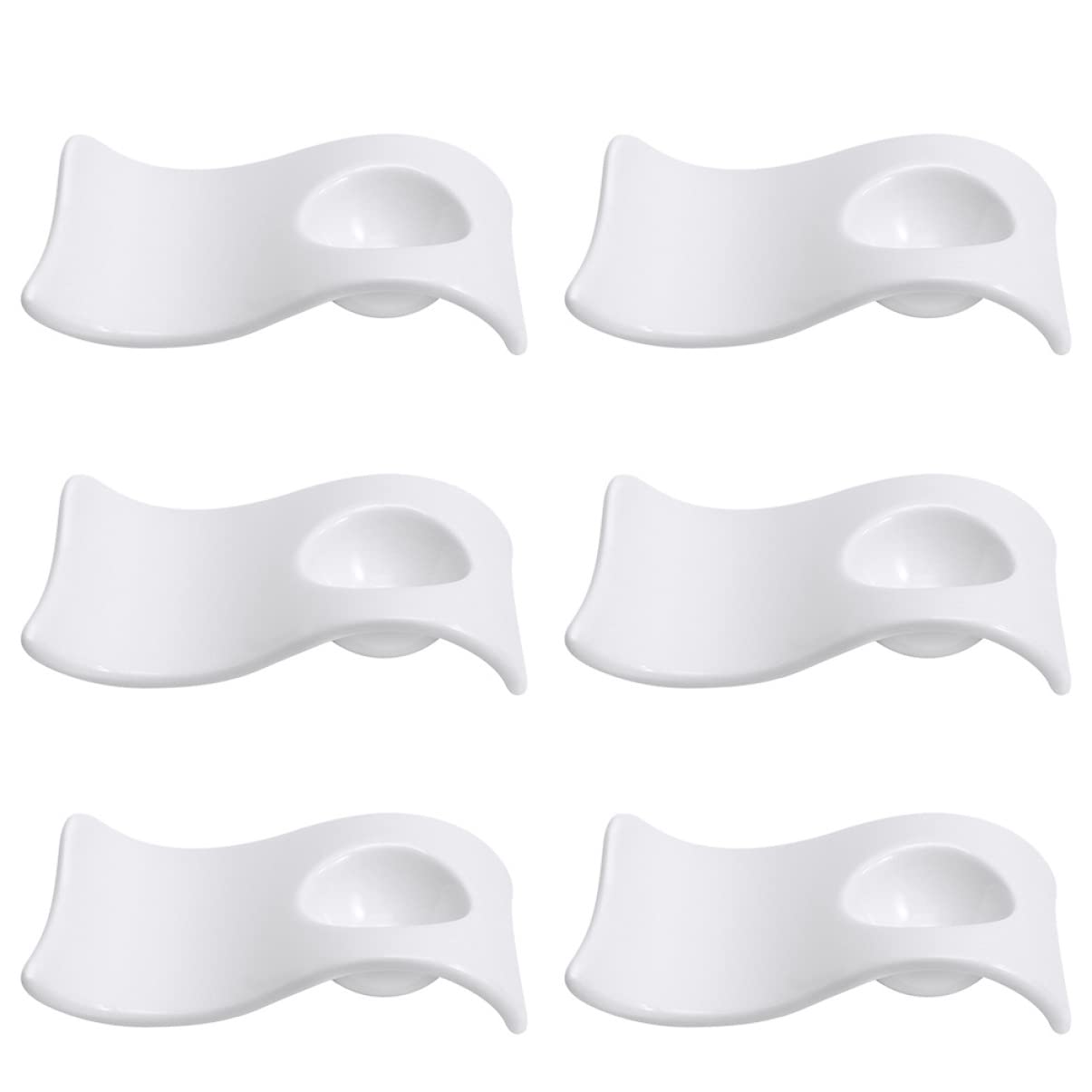 PRETYZOOM Lot De 6 Porte-œufs en Céramique Blanche, Légers Et Résistants Aux Rayures, Supports Pratiques Cuisine Et Réfrigérateur, Contenants D'œufs Élégants pour Petit-déjeuner
